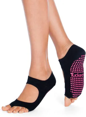 Allegro Toeless Non-Slip Grip Socks - Yoga, Barre, Pilates, Home & Leisure - 1 Pair, Black