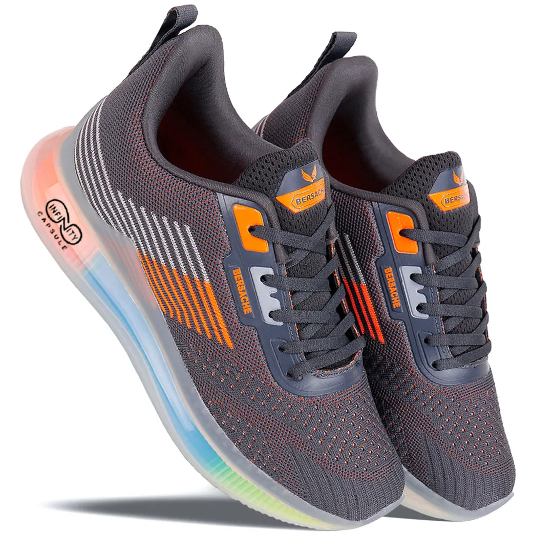 Bersache Lightweight Sports Running Shoes For Men Grey-9029