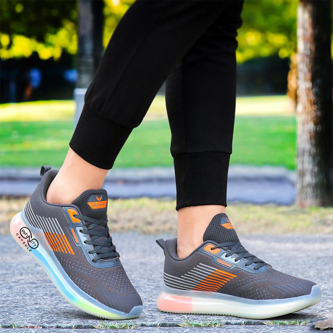 Bersache Lightweight Sports Running Shoes For Men Grey-9029