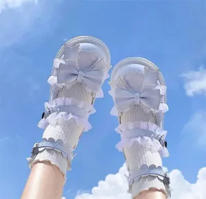 binfenxie  -  Japanese Kawaii Sweet Sandals Women Bow Lolita Style Chic Mary Janes Shoes Buckle Design Round Toe Cute Casual Shoes Summer 2024