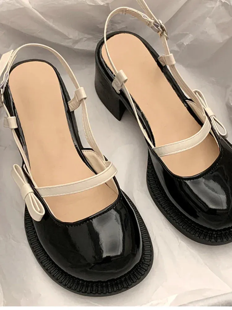 binfenxie  -  Mary Janes Platform Shoes Buckle Bow Round Toe Sweet Shoes Lolita Hollow Fairy Elegant Sandals Shoes Woman Casual 2024 Summer