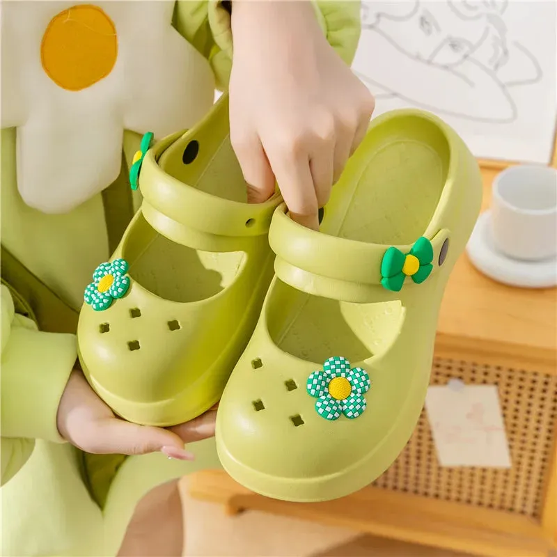 binfenxie  -  Princess Style Women's Hole Shoes Perforated Shoes Women's New Summer Beach Shoes Non-slip Lovely Slippers Wear Casual Sandals