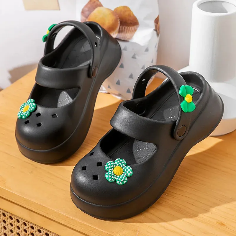 binfenxie  -  Princess Style Women's Hole Shoes Perforated Shoes Women's New Summer Beach Shoes Non-slip Lovely Slippers Wear Casual Sandals