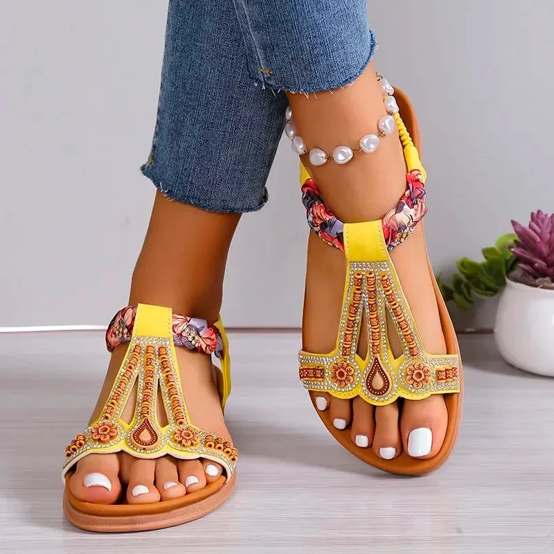 Bohemian Shallow Elastic Fashion Sloping Heel Black Wedges