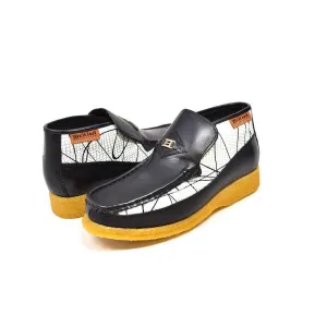 British Walkers Bwb Men's Black and White Design Leather Slip On Shoes