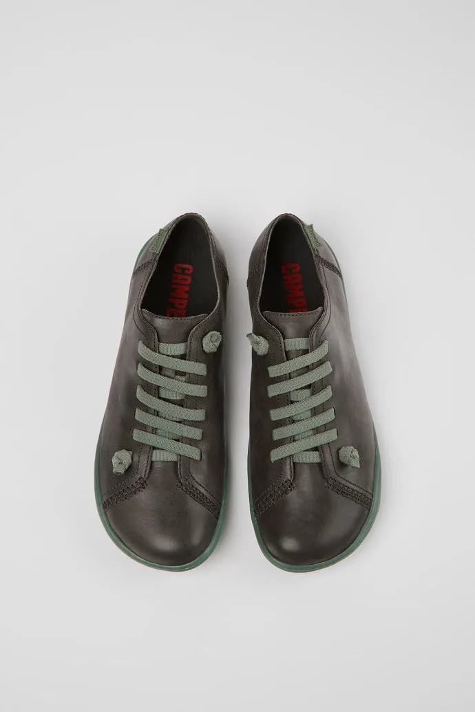 Camper Women's 20848 Peu Leather Lace-Up Casual Shoes Grey