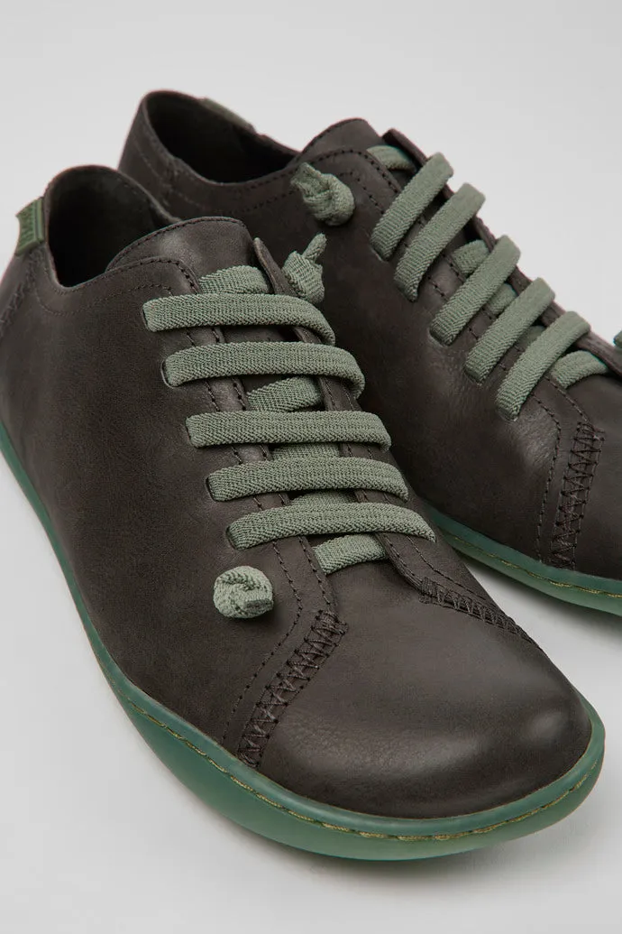 Camper Women's 20848 Peu Leather Lace-Up Casual Shoes Grey