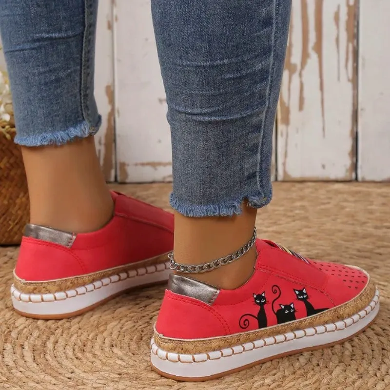 Casual Cat Print Shoes