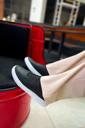 CH087 Men's Black-White Sole Lace-up Casual Sneaker Sports Shoes