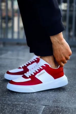 CH087 Men's Red-White Lace-up Casual Sneaker Sports Shoes