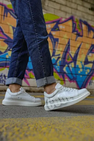 CH254 Men's Unisex White-Silver Casual Sneaker Sports Shoes