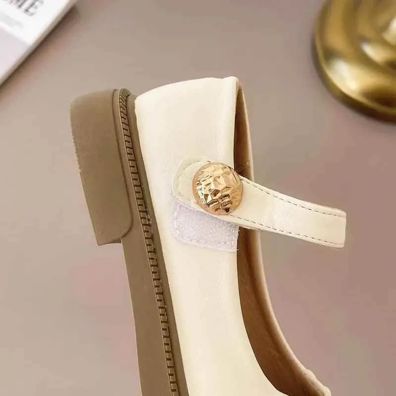 Children's Casual Shoes: Simple Pleated Leather Flats - TSS228