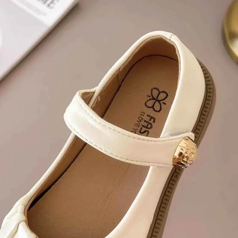 Children's Casual Shoes: Simple Pleated Leather Flats - TSS228