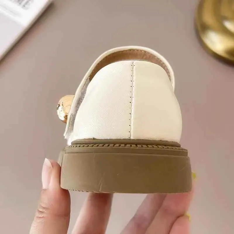 Children's Casual Shoes: Simple Pleated Leather Flats - TSS228