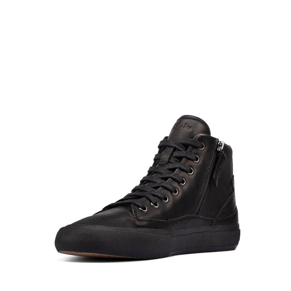 Clarks Women's Acely Zip Hi Sneakers- Black Leather