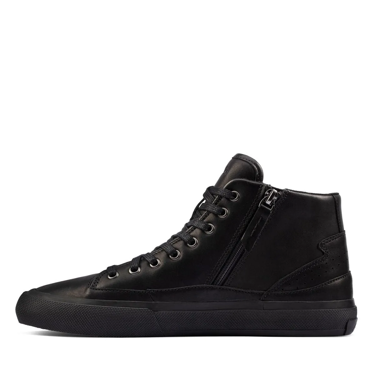 Clarks Women's Acely Zip Hi Sneakers- Black Leather