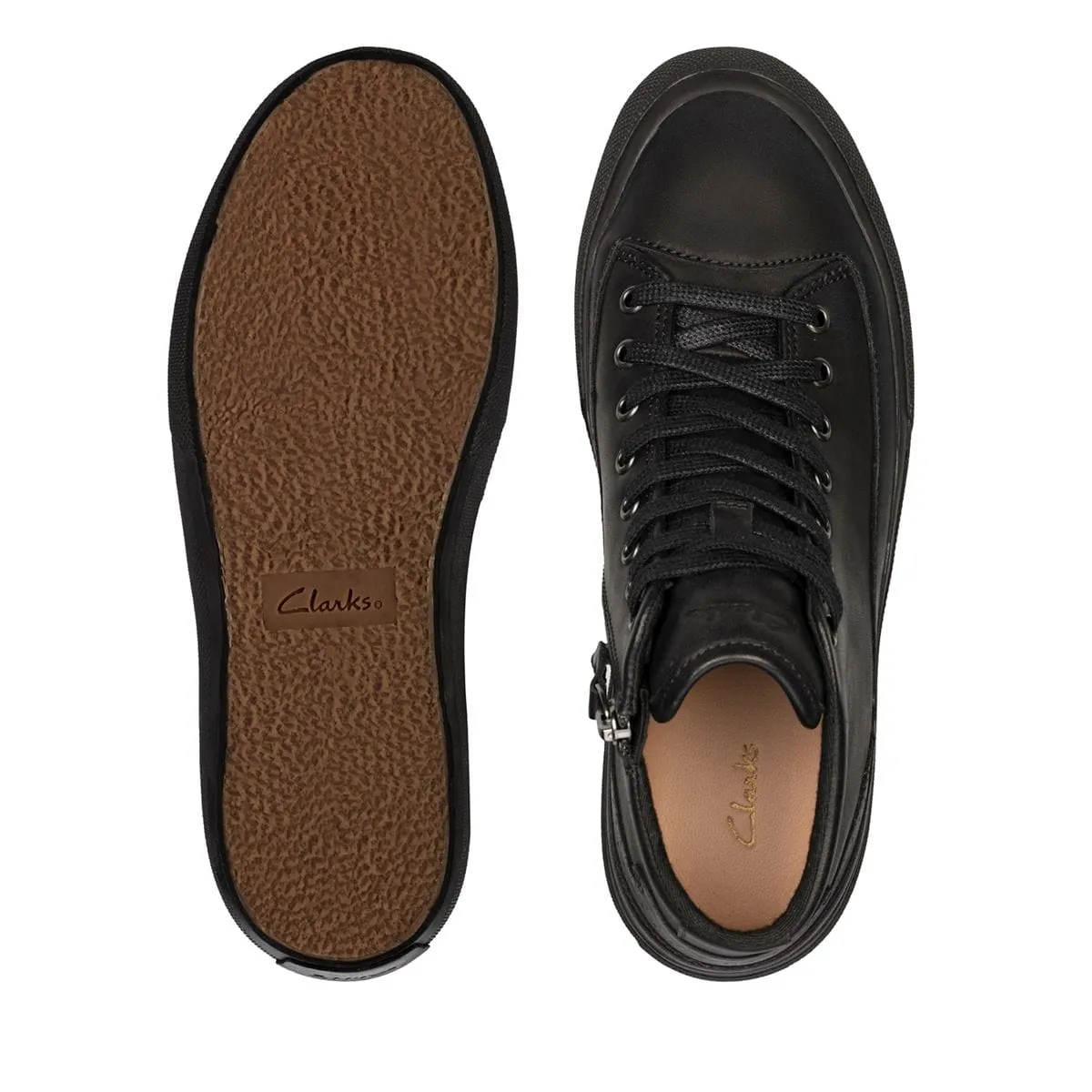 Clarks Women's Acely Zip Hi Sneakers- Black Leather