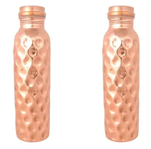 Copper Bottle Diamond Hammer Joint less Sleek Pack of 2