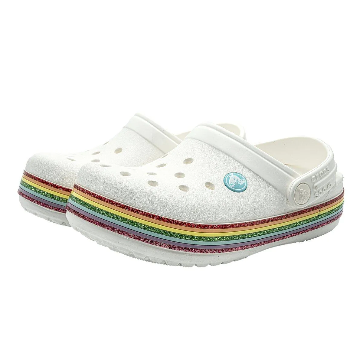 Crocs Classic Glitter Clogs Sandals White Colour For Kids