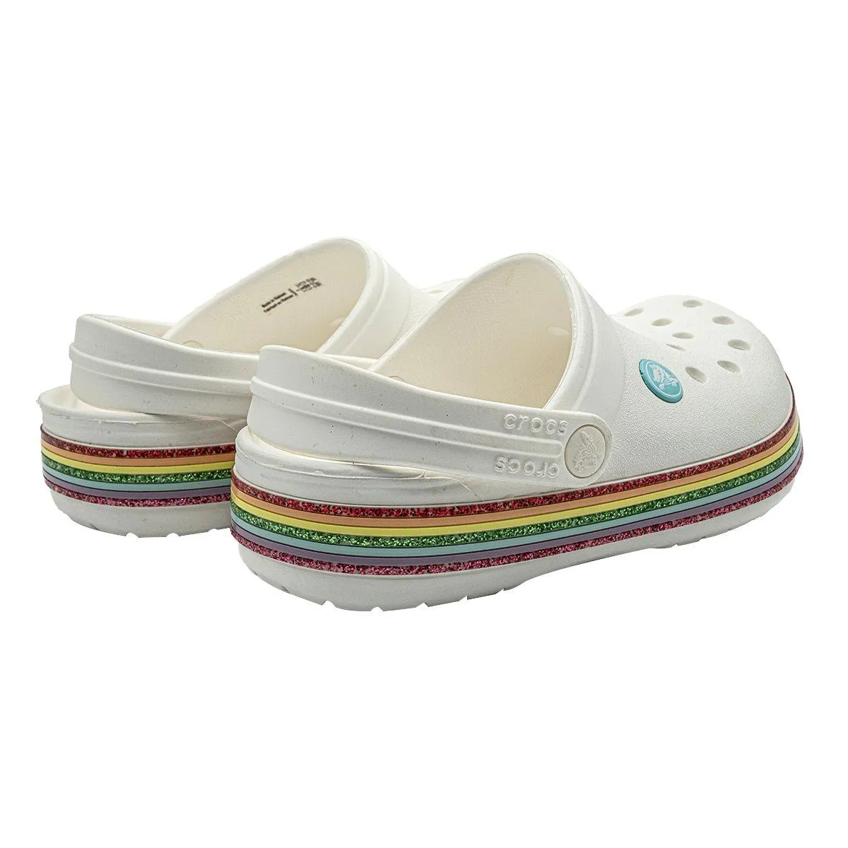 Crocs Classic Glitter Clogs Sandals White Colour For Kids