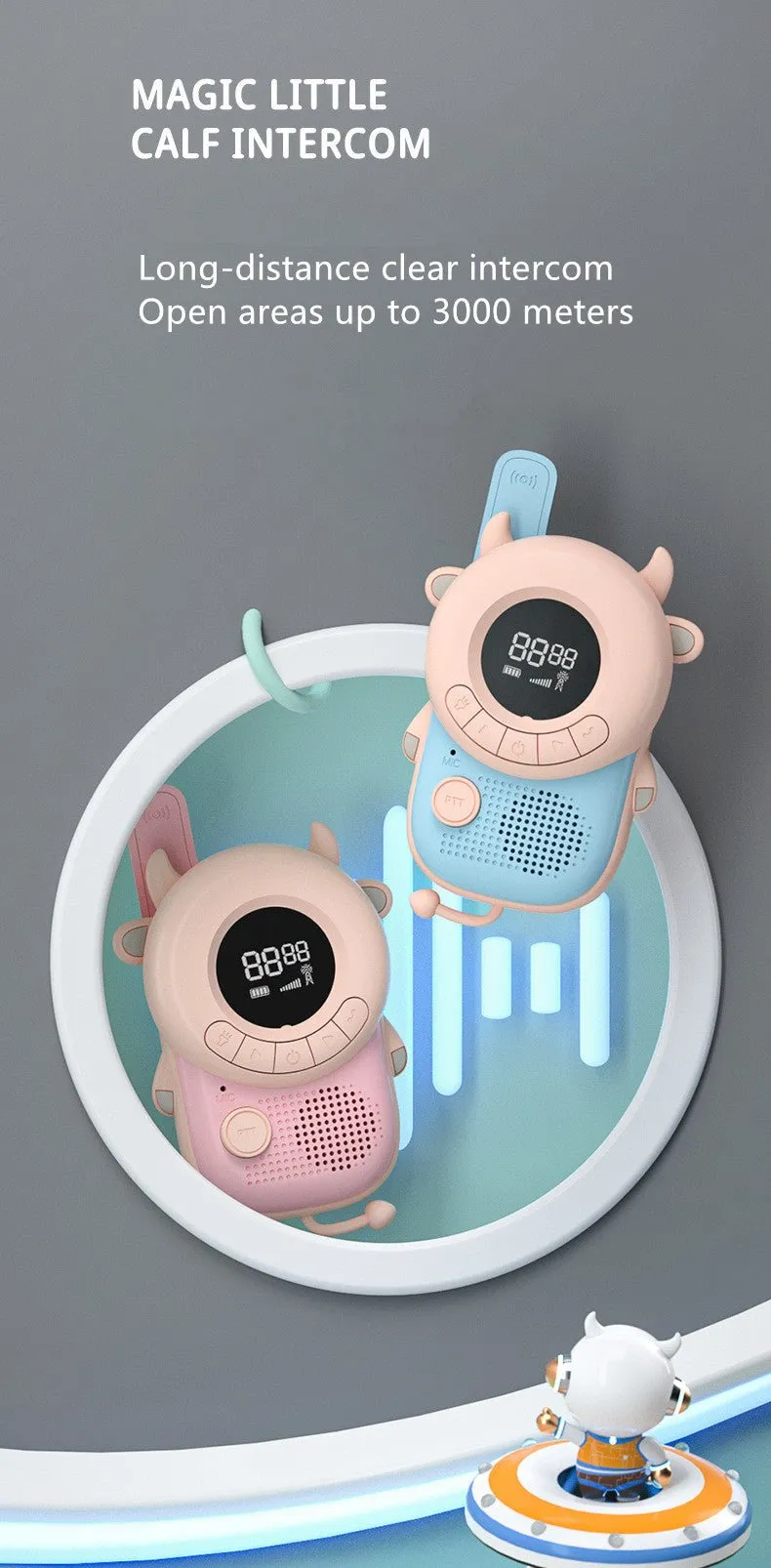 CRONY Cow Kids walkie-talkie Magic Little Bee Intercom Walkie Talkie Kids Toy 500M-1KM