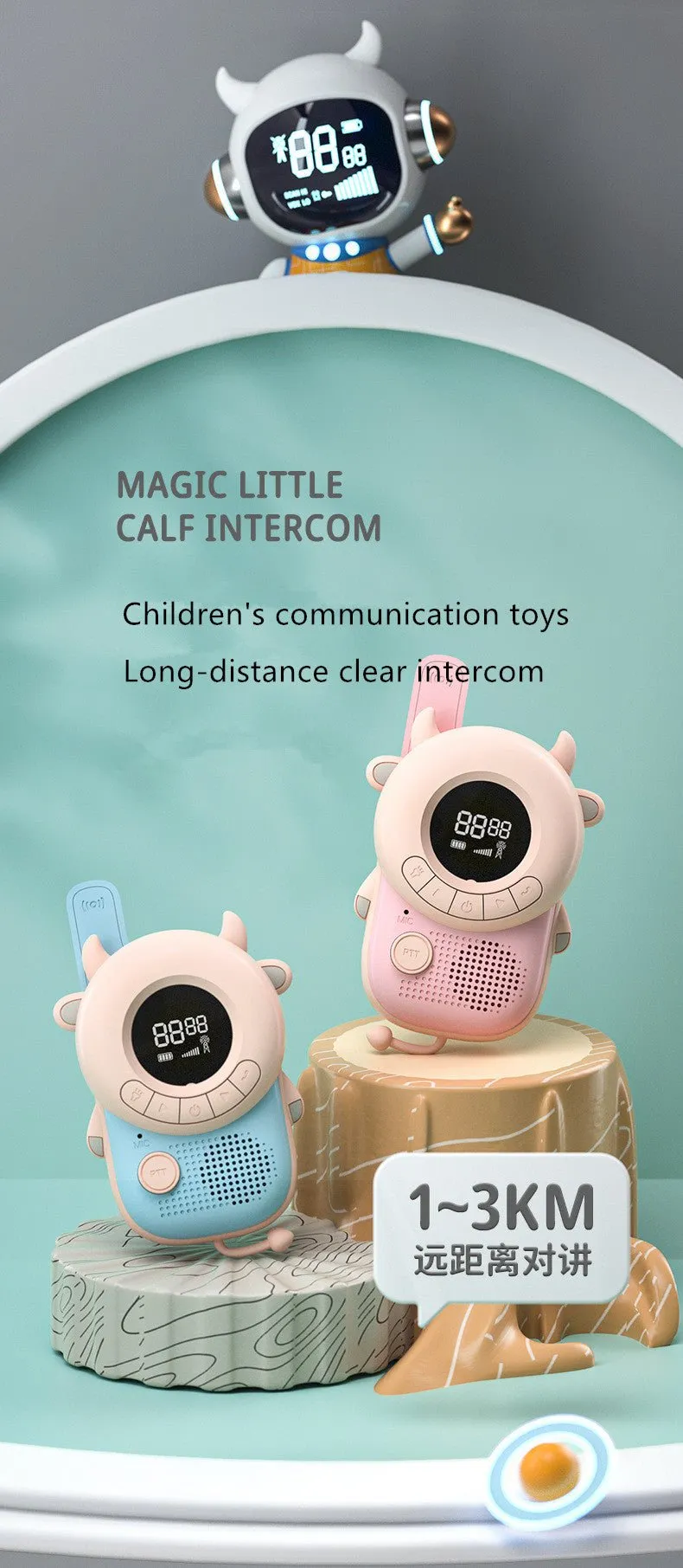 CRONY Cow Kids walkie-talkie Magic Little Bee Intercom Walkie Talkie Kids Toy 500M-1KM