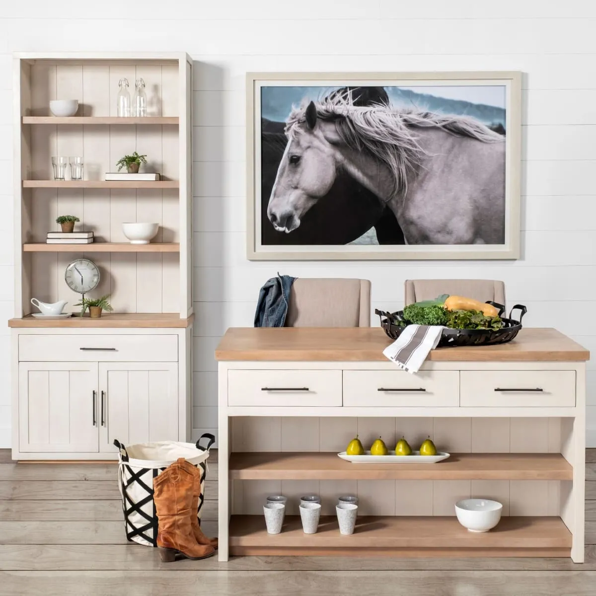 Fairview Shelving Unit White Wood | Brown Wood