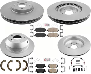 F&R GEO Coated Disc Brake Rotors Pads Parking Shoes fits 17-18 Hyundai Santa Fe