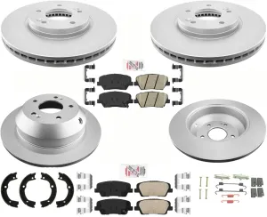 F&R GEO Coated Disc Brake Rotors Pads Parking Shoes For 10-12 Hyundai Santa Fe