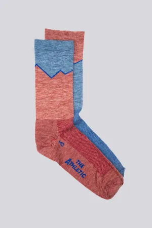 Final Sale - Elevation Blue and Pink Lightweight Wool Blend Socks