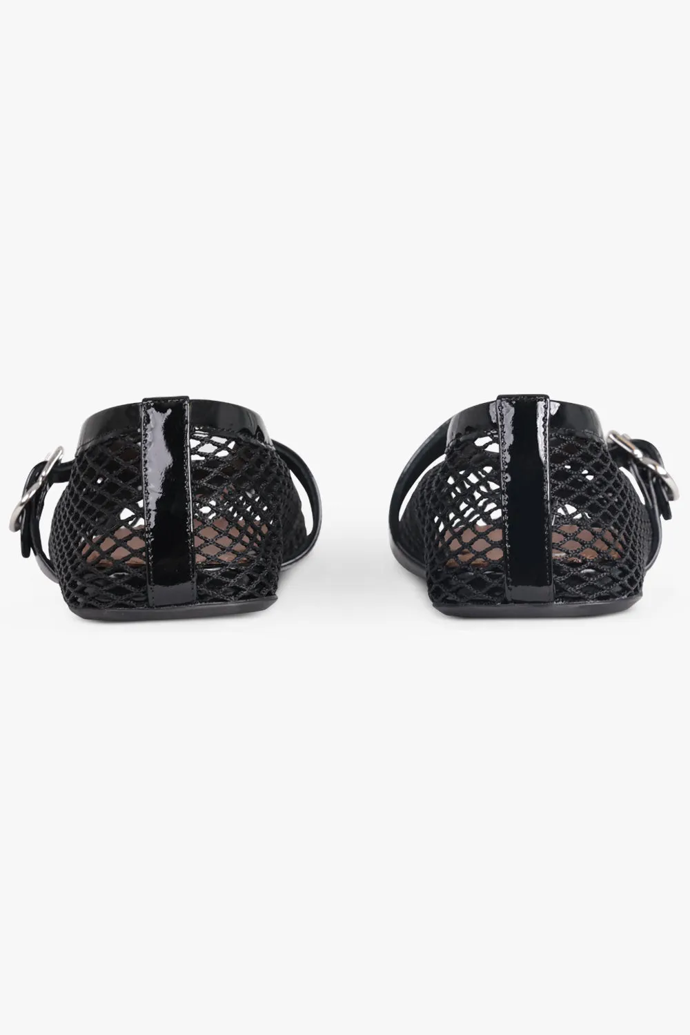 Fishnet Mesh Ballet Flat | Black