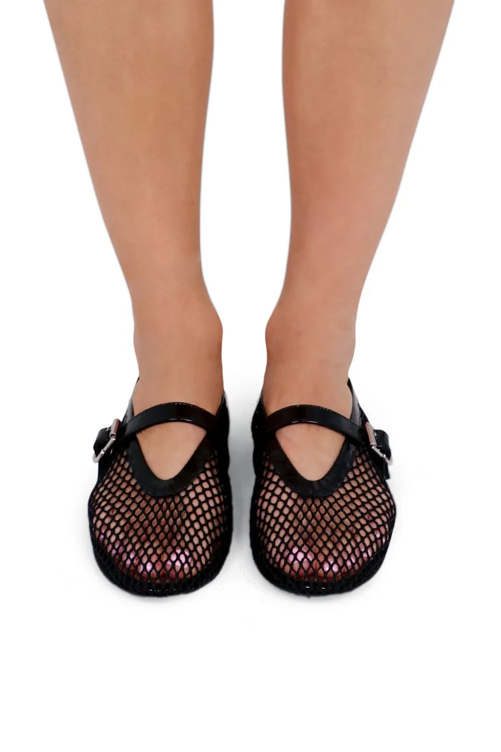 Fishnet Mesh Ballet Flat | Black