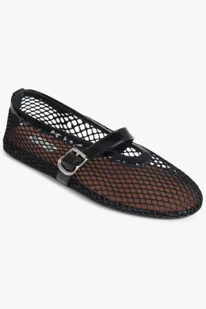 Fishnet Mesh Ballet Flat | Black