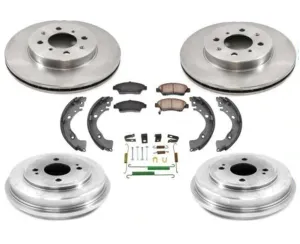 Fits 09-14 Honda Fit Front Disc Brake Rotors Ceramic Pads Drum & Shoes Springs