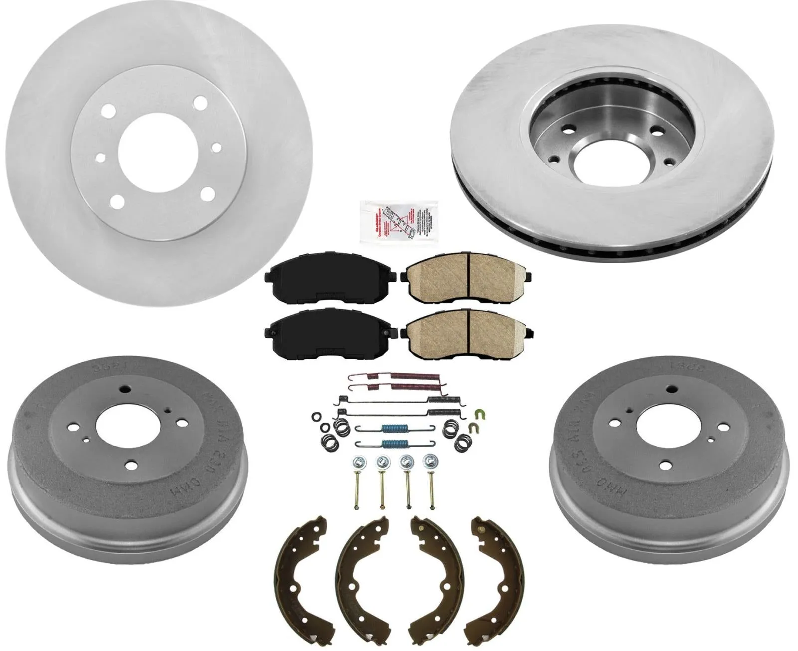 Fits 93-98 Altima Ft Brake Disc Rotors Ceramic Pads Drum Brake Shoes Springs 7Pc