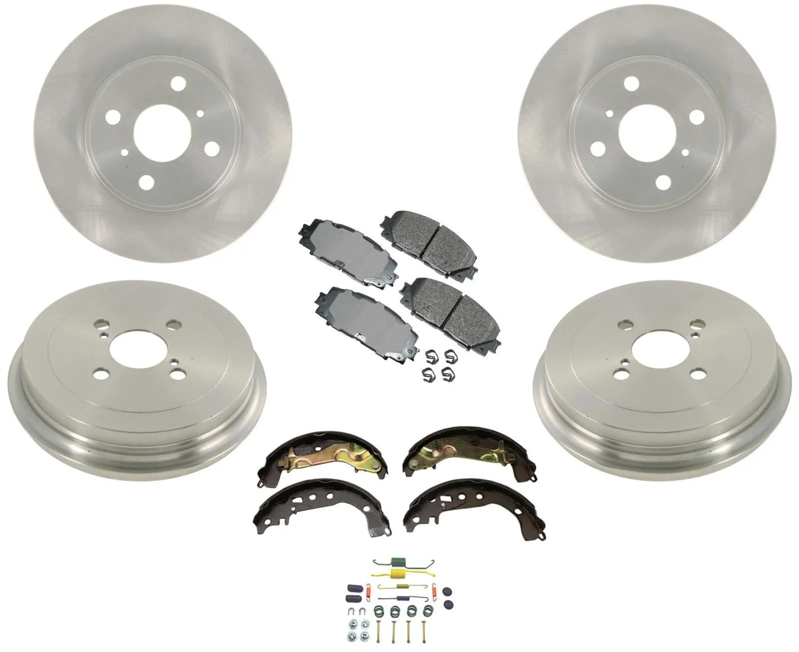 For Toyota Yaris 15-18 Brake Disc Rotors Pads Drums Brake Shoes Springs 7pc