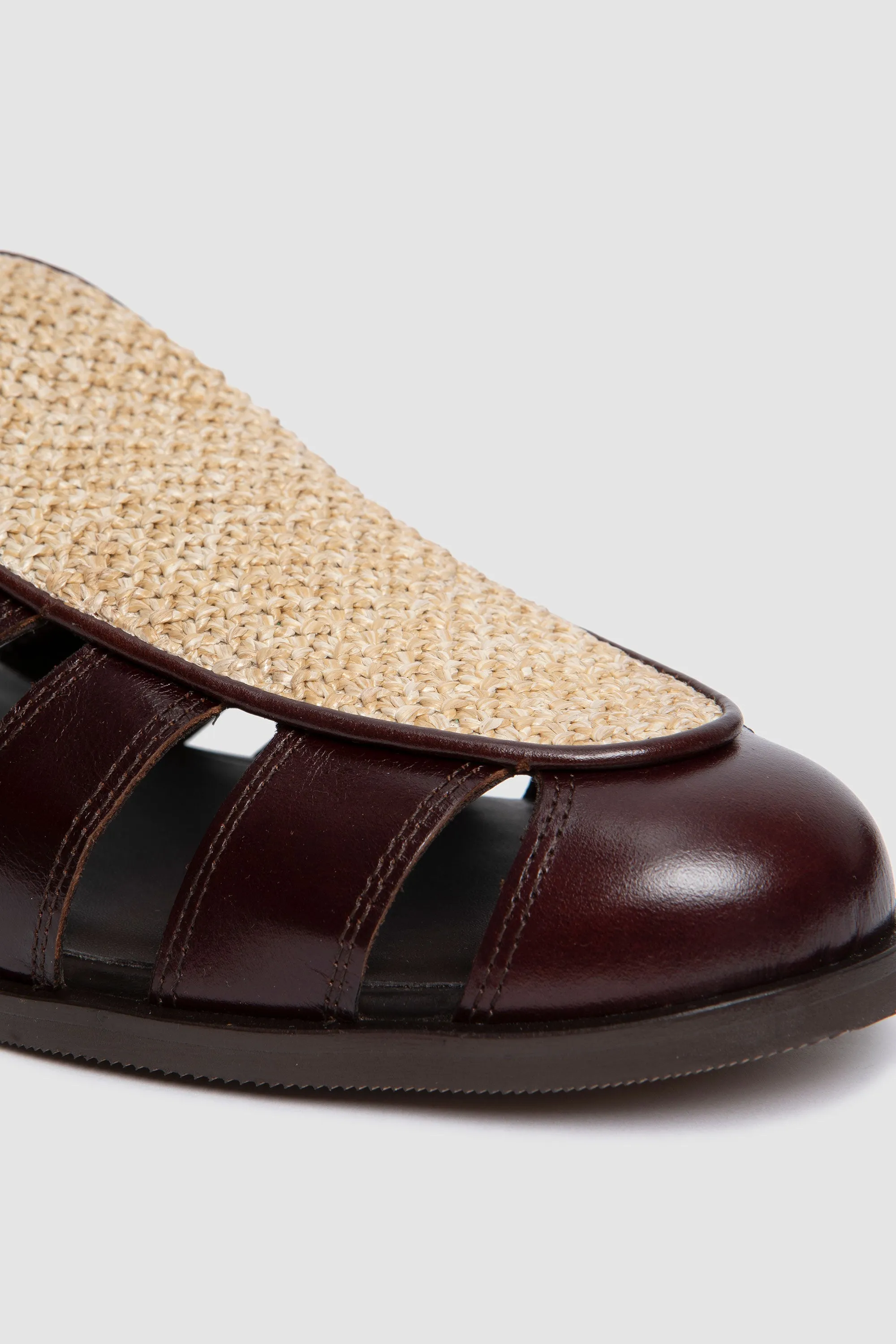 Franck Dark Brown/ Raffia Fabric Natural
