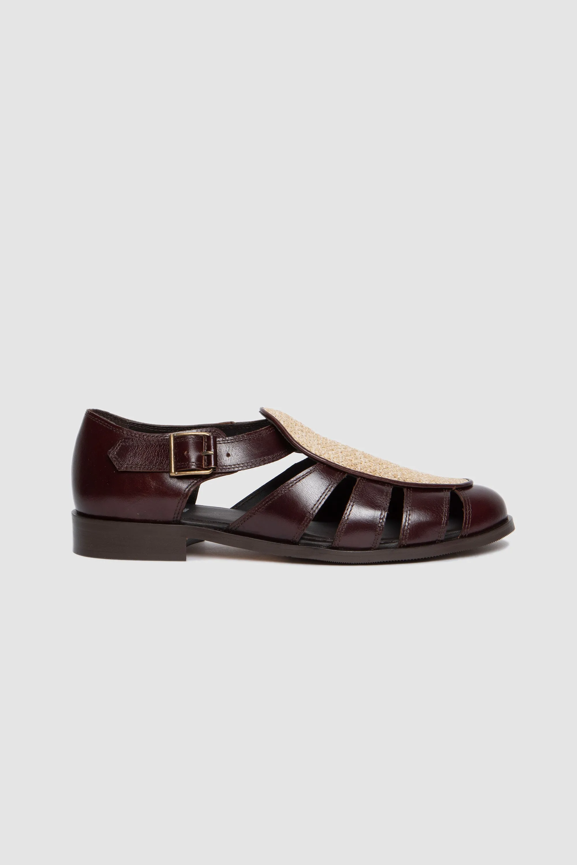 Franck Dark Brown/ Raffia Fabric Natural