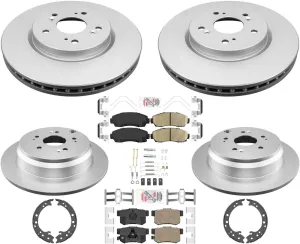 Front & Rear Coated Rotors Pads & Shoes For Honda CRV 2012-2016 All Wheel Drive