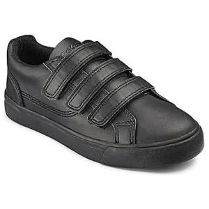 Kickers BLACK Leather TOVNI TRIPPLE Touch Fastening School Shoe