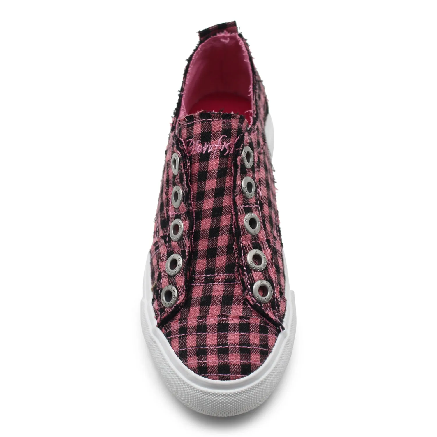 Kids Pink Mini Buffalo Checker Play-K Canvas Slip On Sneaker