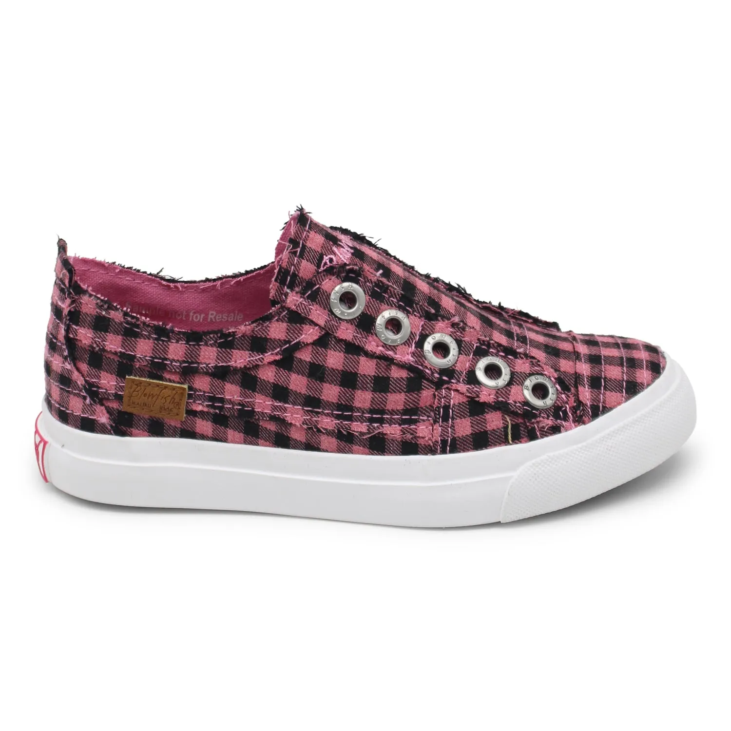 Kids Pink Mini Buffalo Checker Play-K Canvas Slip On Sneaker