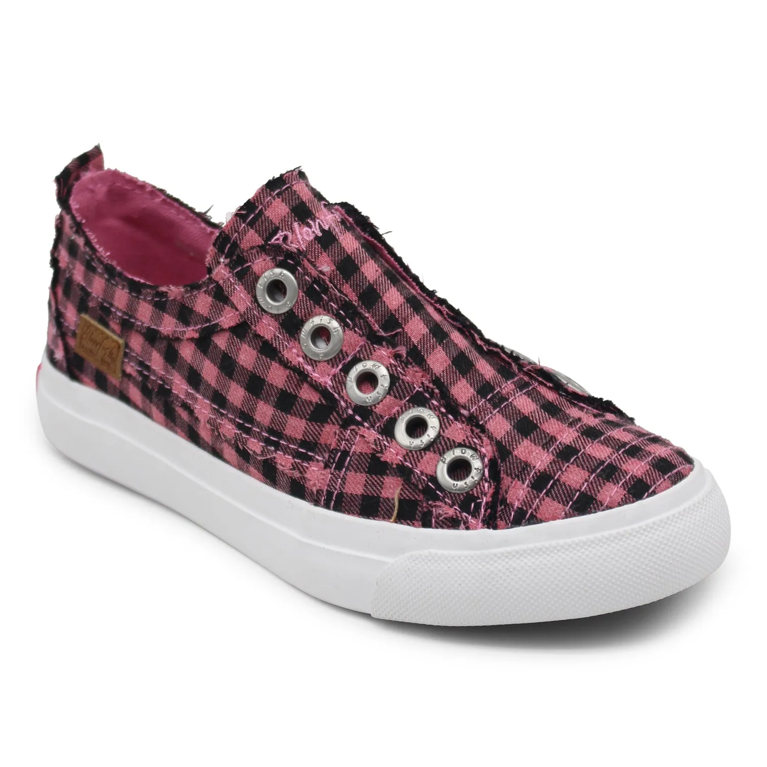 Kids Pink Mini Buffalo Checker Play-K Canvas Slip On Sneaker
