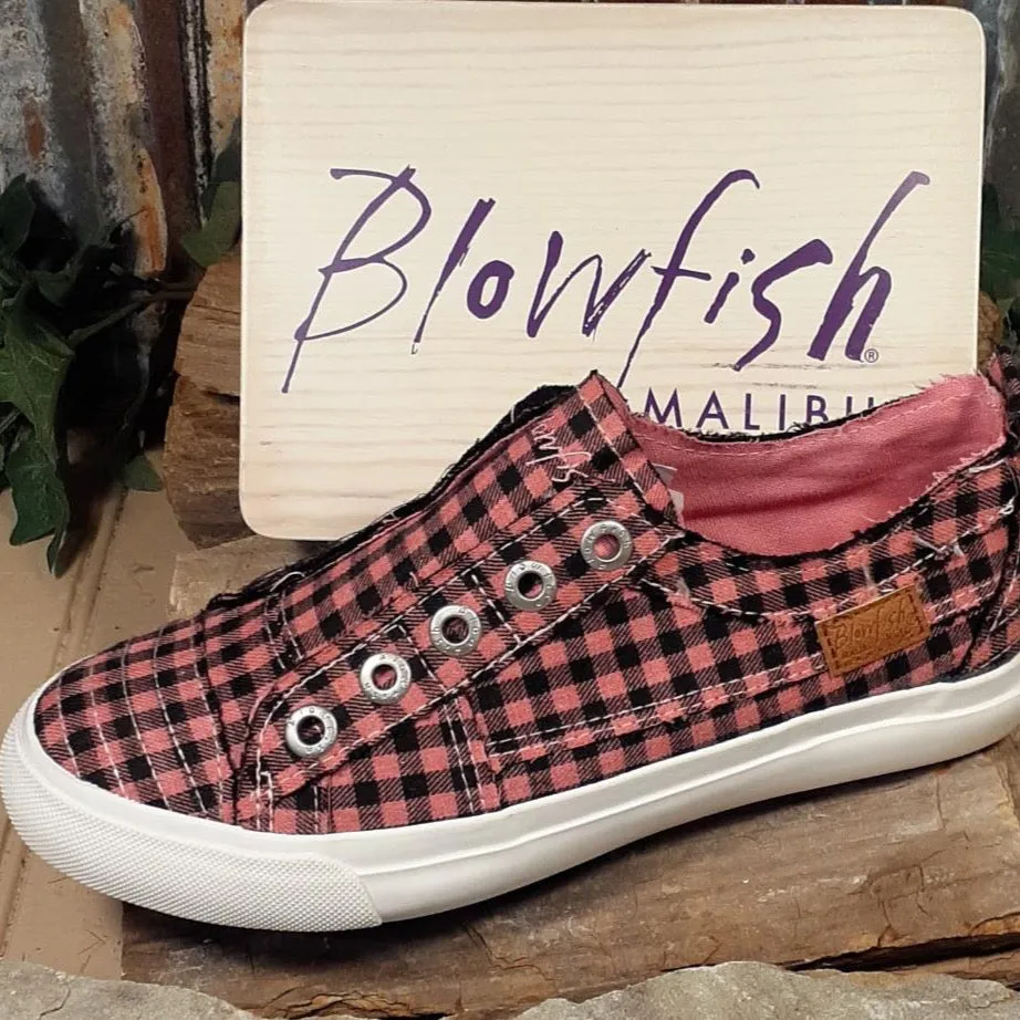 Kids Pink Mini Buffalo Checker Play-K Canvas Slip On Sneaker