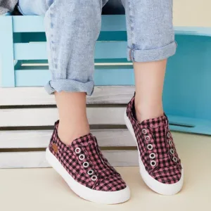 Kids Pink Mini Buffalo Checker Play-K Canvas Slip On Sneaker