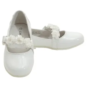 Little Girls White Patent Floral Dress Shoe Toddler Girl 5T-2