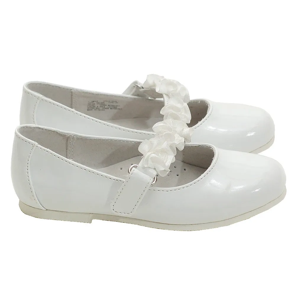 Little Girls White Patent Floral Dress Shoe Toddler Girl 5T-2
