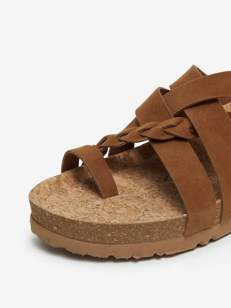 LUNA BLU Tan Braid Textured Sandals