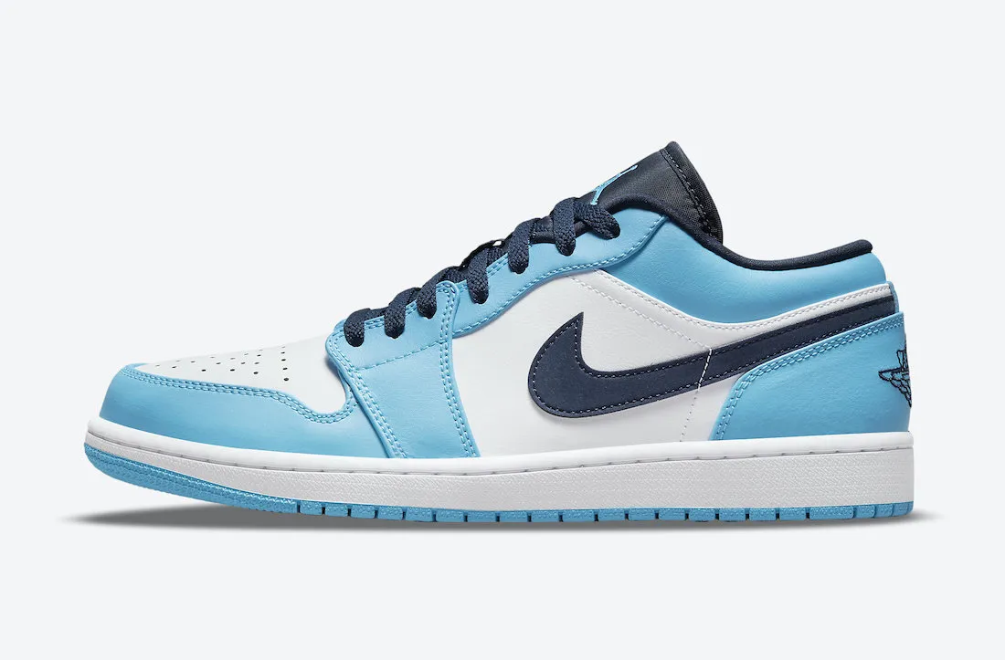 Men's Air Jordan 1 Low "Obsidian UNC" (White/Dark Powder Blue/Obsidian)(553558-144)