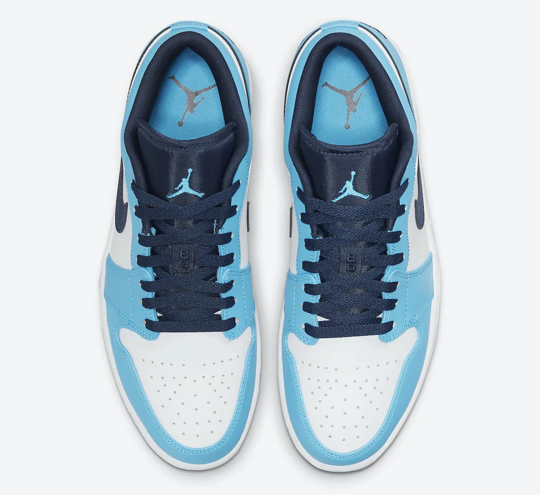Men's Air Jordan 1 Low "Obsidian UNC" (White/Dark Powder Blue/Obsidian)(553558-144)